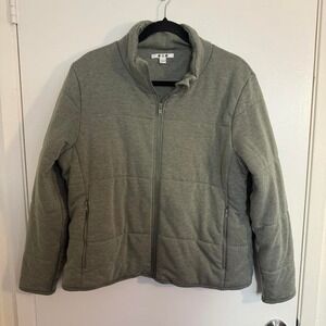 Three Dot Women's Large Green Puffer Jacket Quilted Soft Winter Cozy